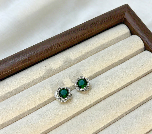 Emerald Green Halo Jewelry Set