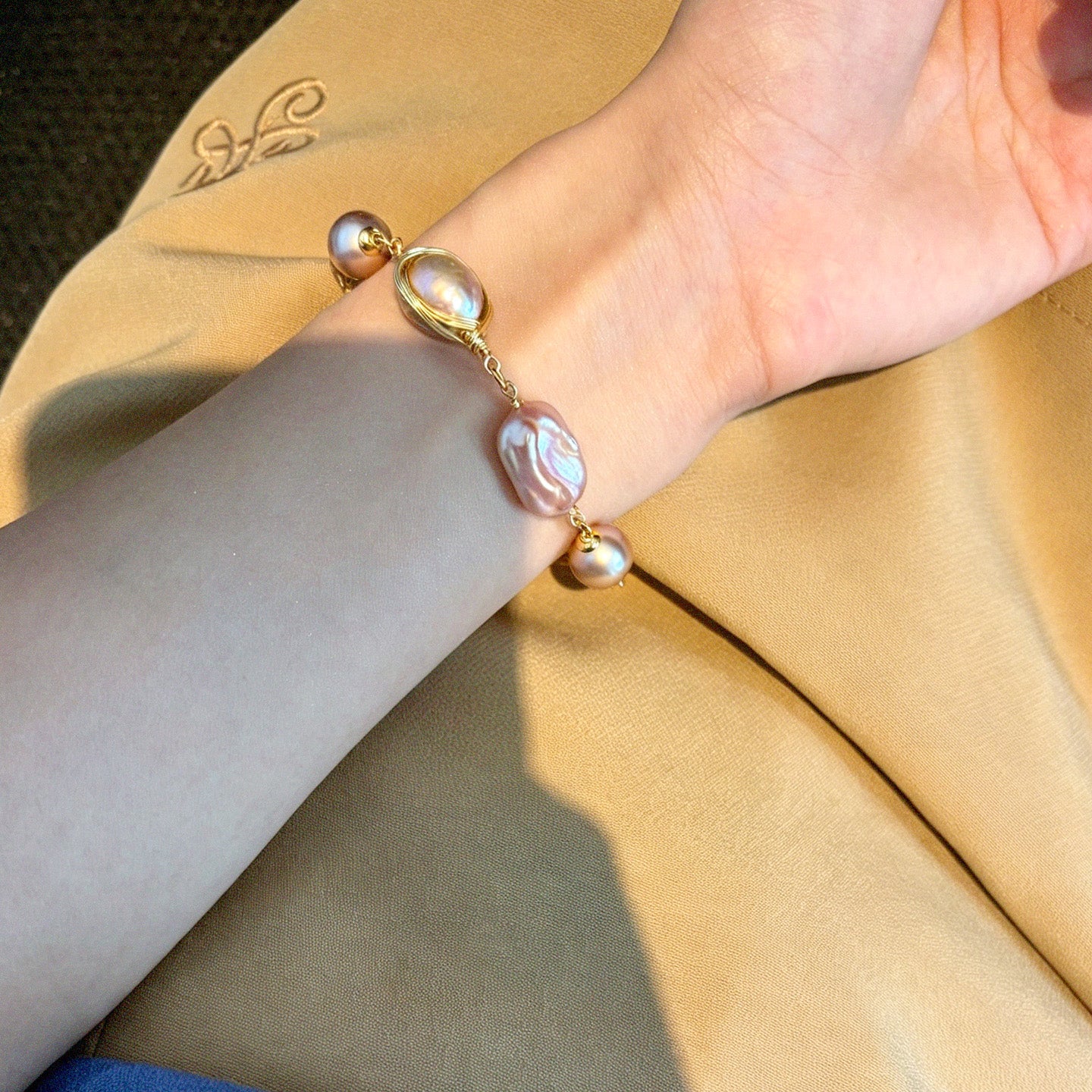 Hand-Wrapped Baroque Pearl Bracelet