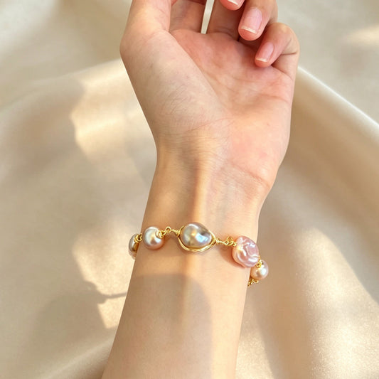 Hand-Wrapped Baroque Pearl Bracelet