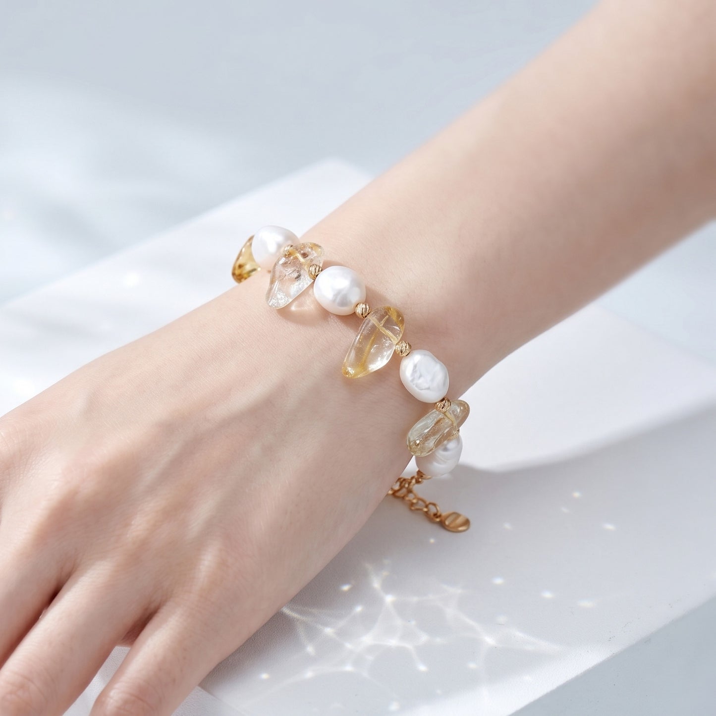 Vintage Gold Natural Pearl & Crystal Bracelet