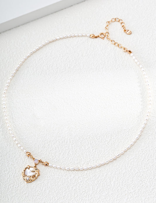 Vintage Gold Natural Pearl Choker Necklace