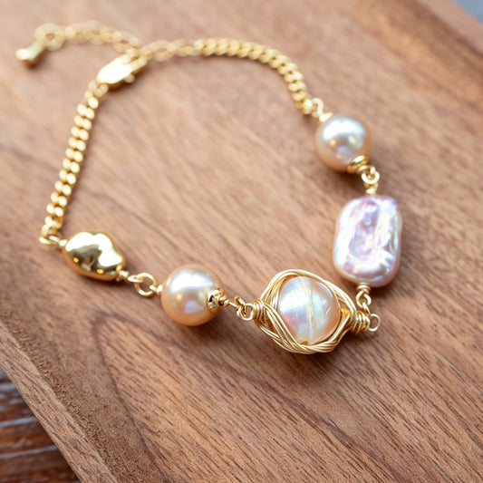 Hand-Wrapped Baroque Pearl Bracelet