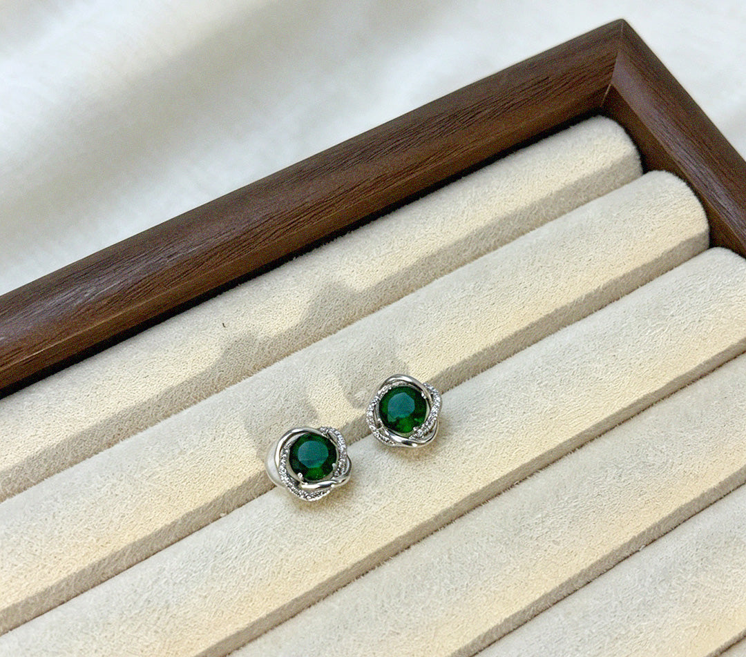 Emerald Green Halo Jewelry Set