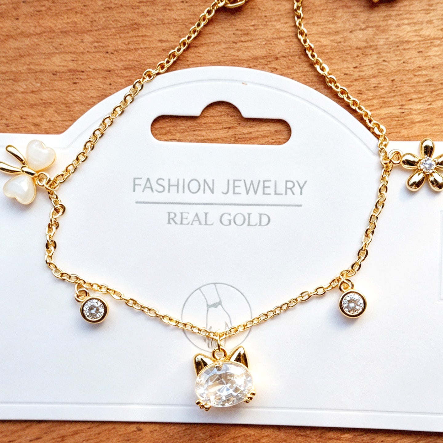 Cat & Gilded Floral Bracelet
