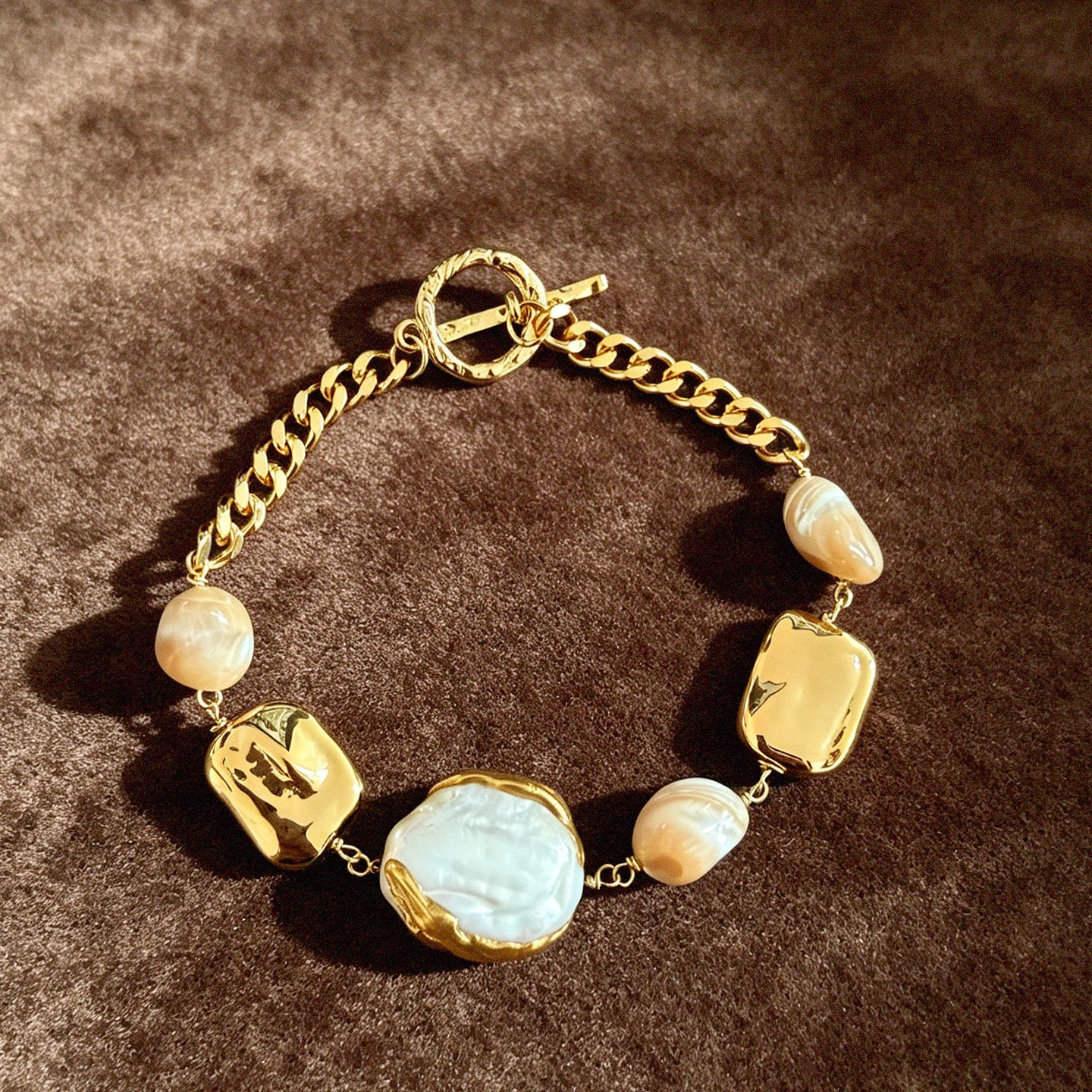 Baroque Pearl Gold Chain Bracelet