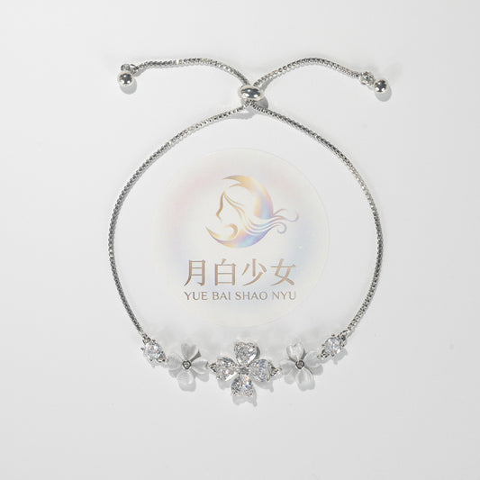 Auric Petal Bolo Bracelet- Silver- Tone