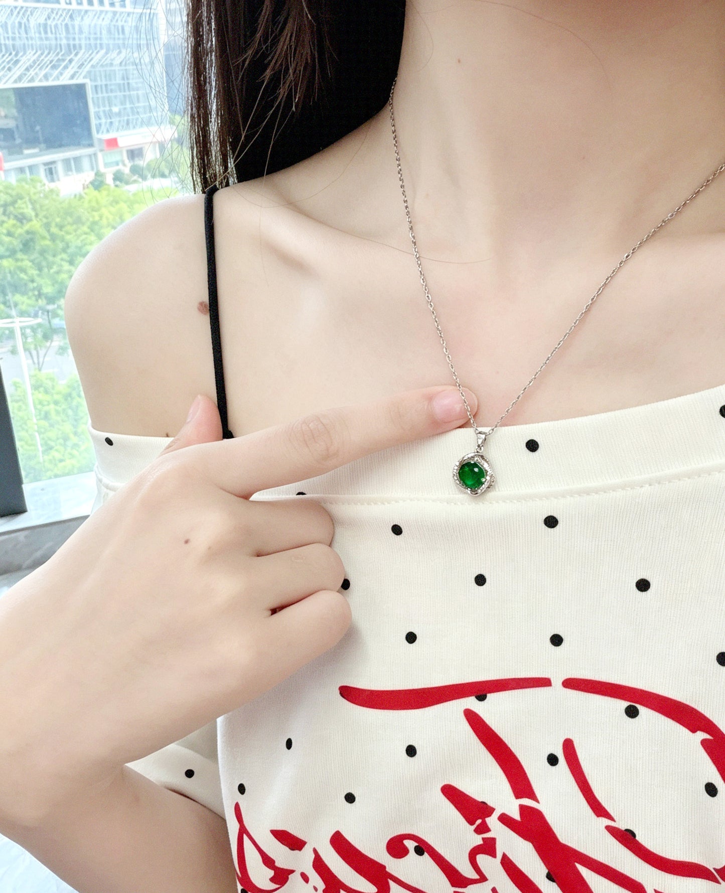 Emerald Green Halo Jewelry Set
