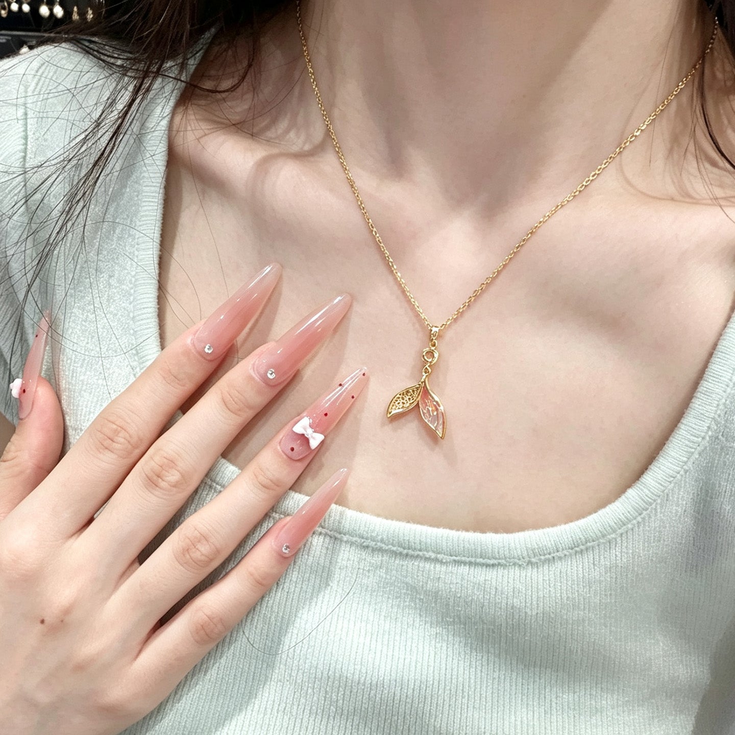 【Butterfly Radiance】Rhinestone Mermaid Earrings & Necklace Set for Women