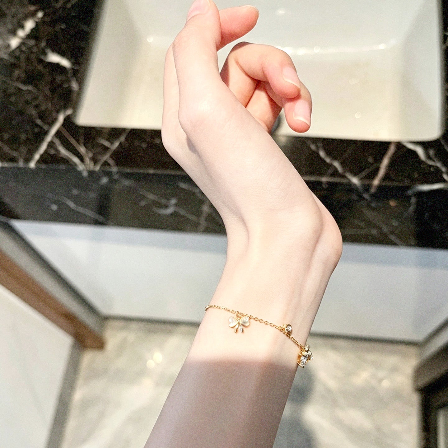 Cat & Gilded Floral Bracelet