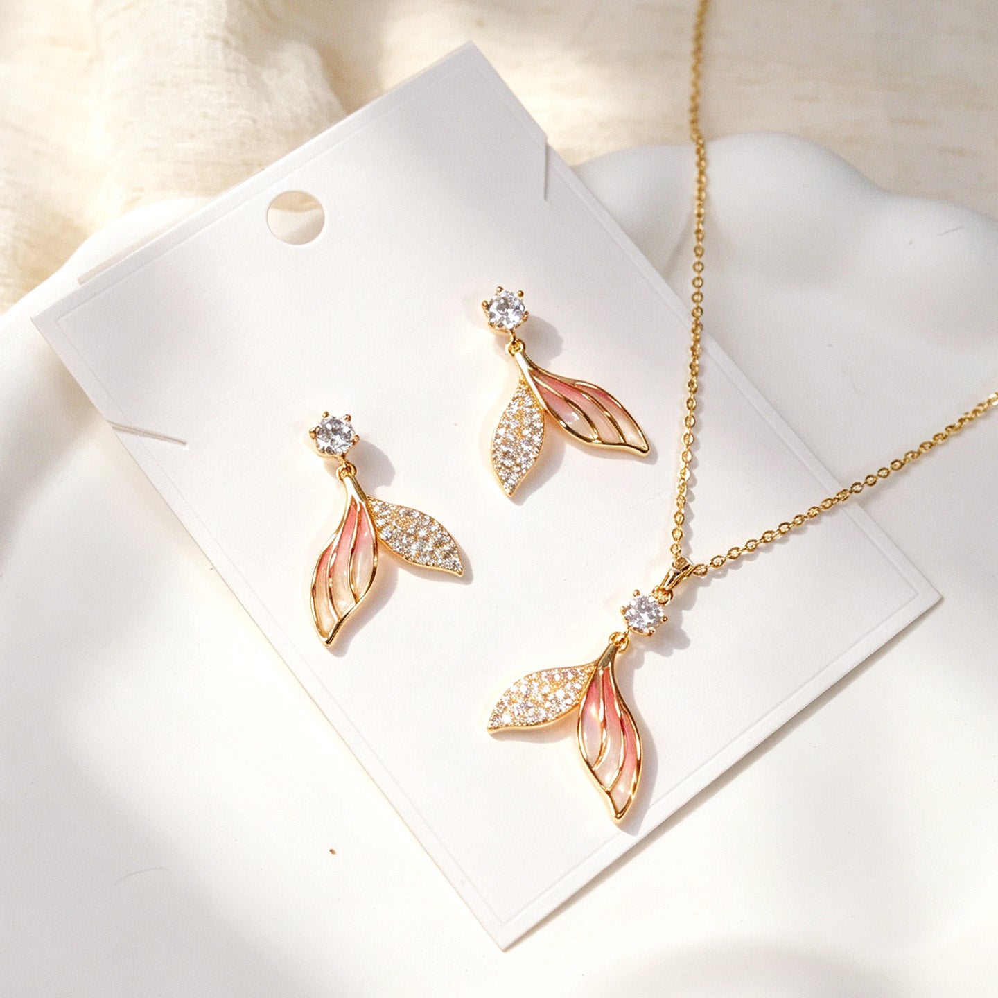 【Butterfly Radiance】Rhinestone Mermaid Earrings & Necklace Set for Women