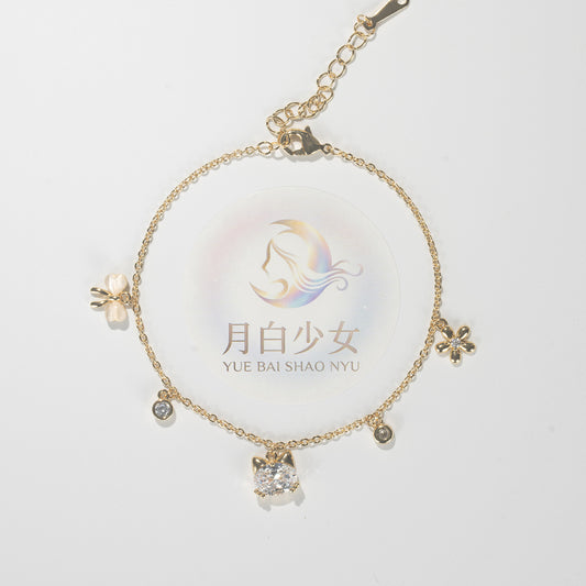 Whimsical Cat Charm Bracelet