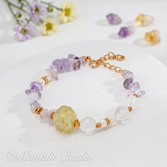 Natural Amethyst & Citrine Healing Crystal Bracelet