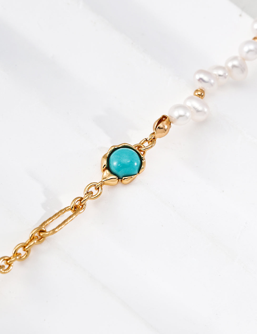 Vintage Gold Half Pearl Half Chain Bracelet