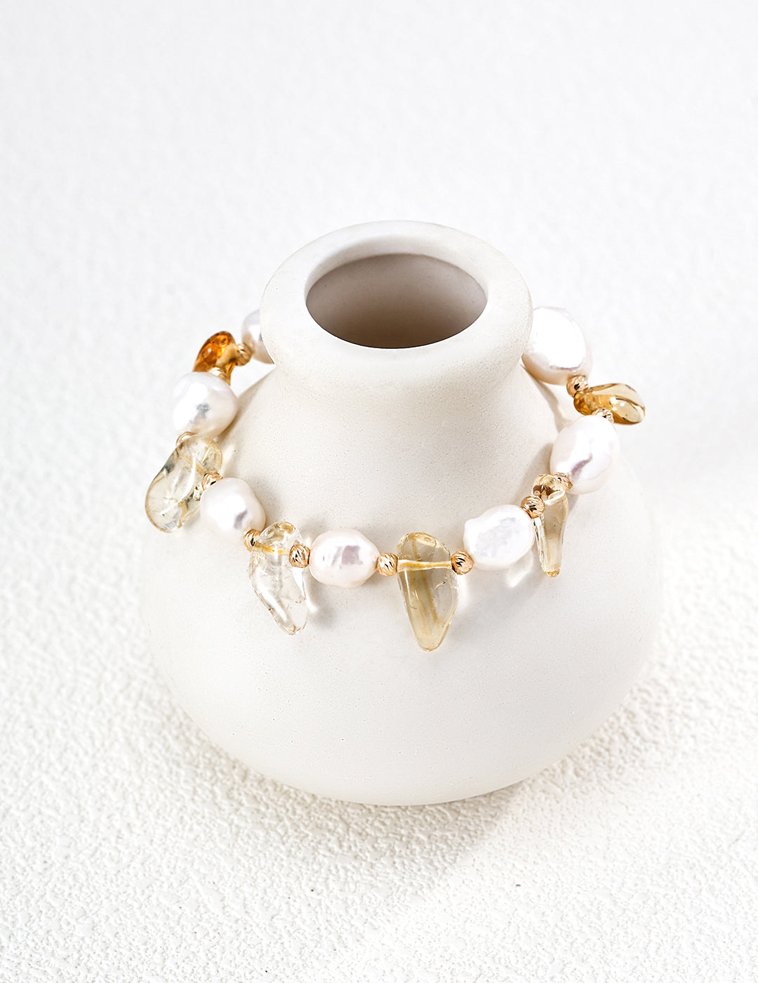 Vintage Gold Natural Pearl & Crystal Bracelet
