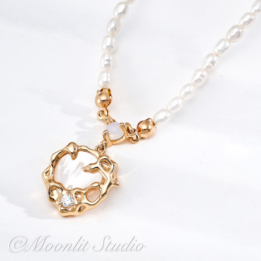 Vintage Gold Natural Pearl Choker Necklace
