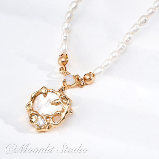 Vintage Gold Natural Pearl Choker Necklace