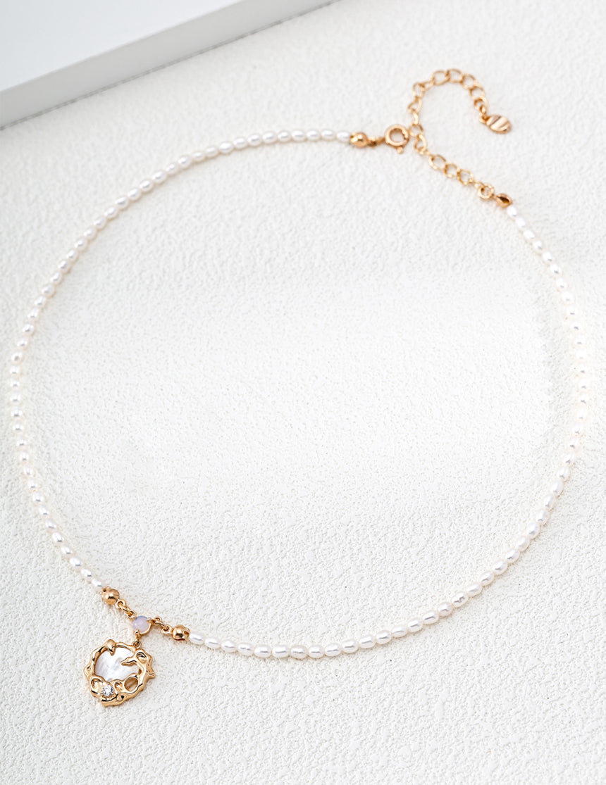 Vintage Gold Natural Pearl Choker Necklace