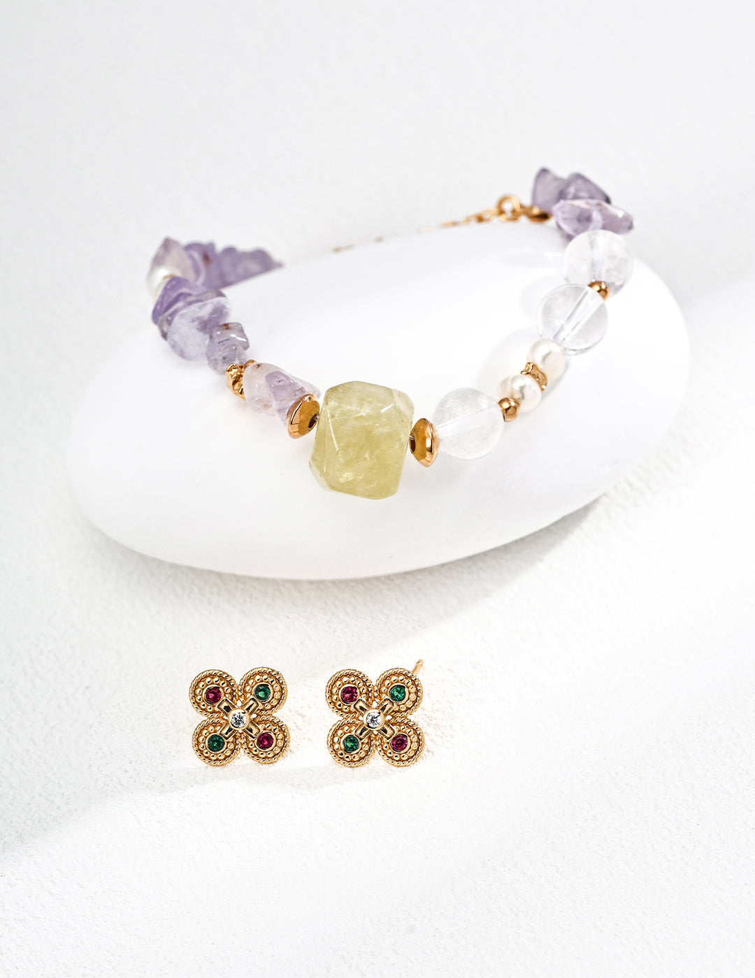 Natural Amethyst & Citrine Healing Crystal Bracelet