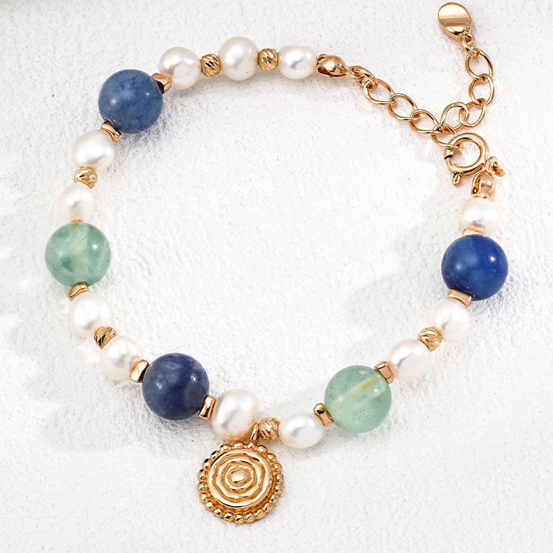 Natural Blue Aventurine & Pearl Bracelet