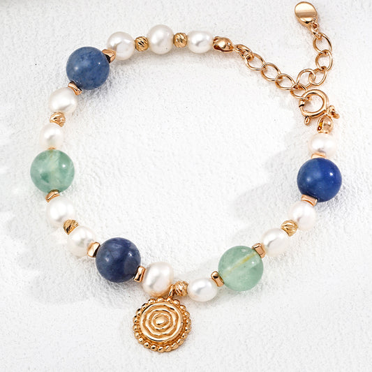 Natural Blue Aventurine & Pearl Bracelet