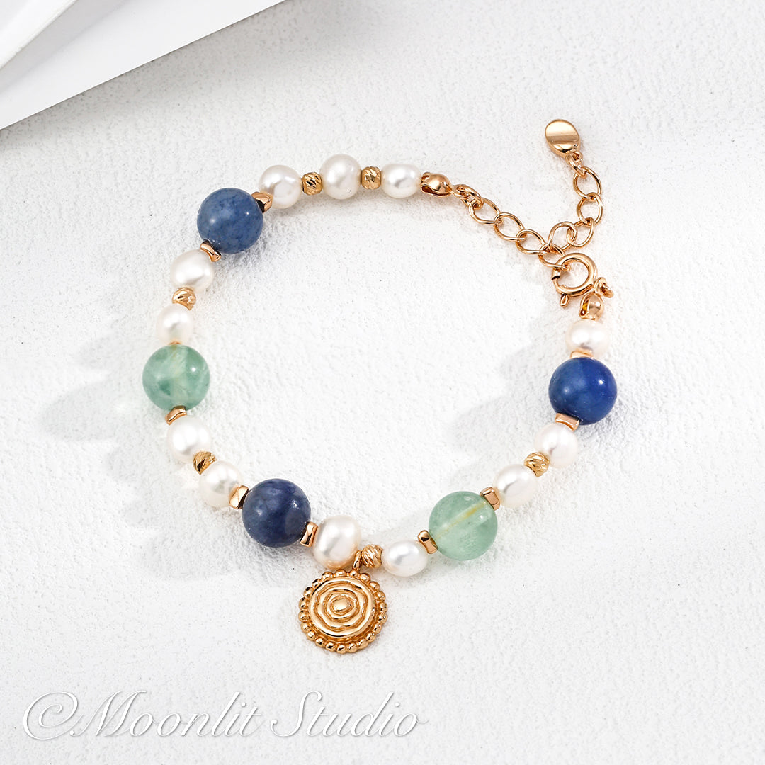 Natural Blue Aventurine & Pearl Bracelet