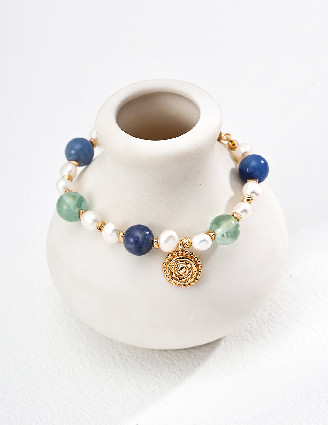 Natural Blue Aventurine & Pearl Bracelet