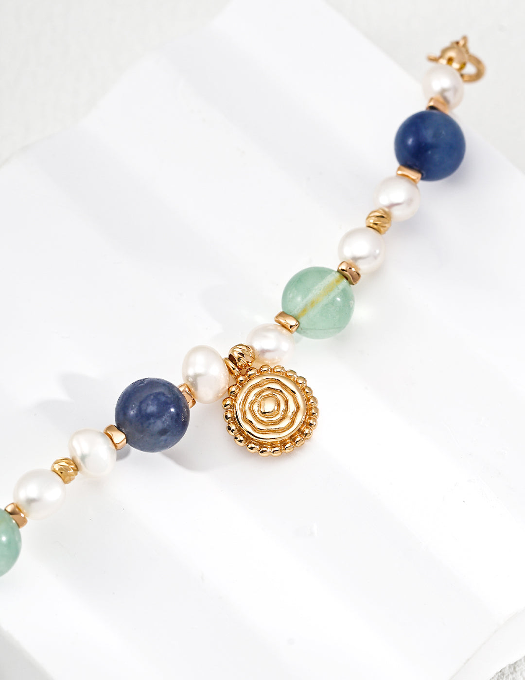 Natural Blue Aventurine & Pearl Bracelet