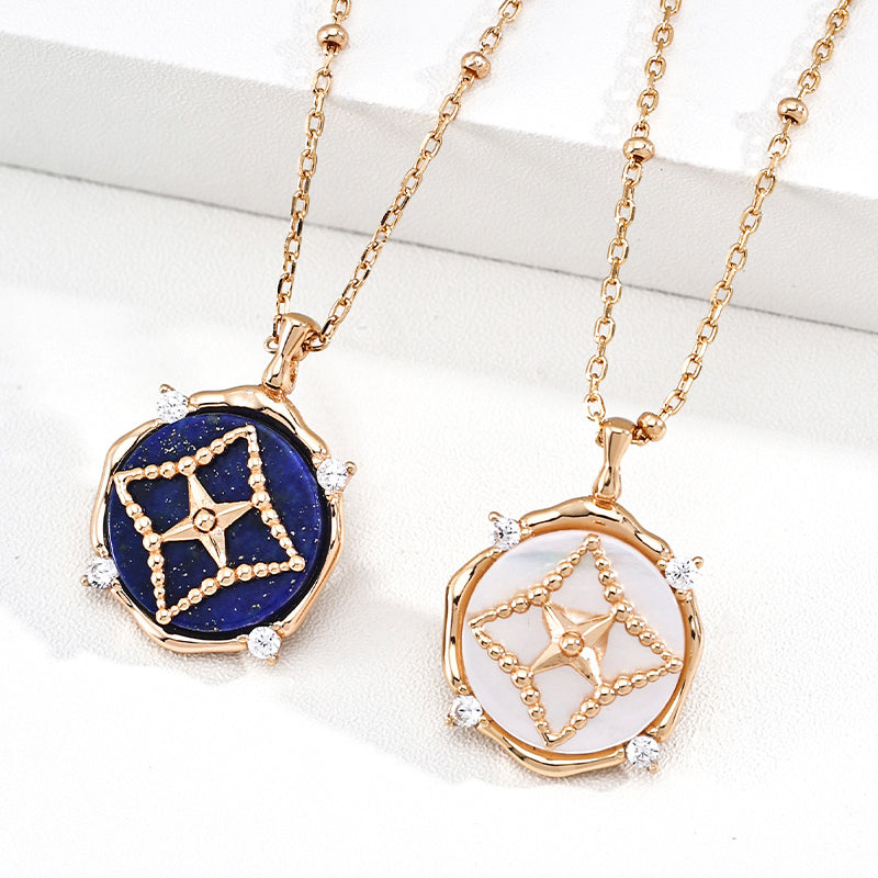 Vintage Gold Lapis Lazuli Starburst Necklace