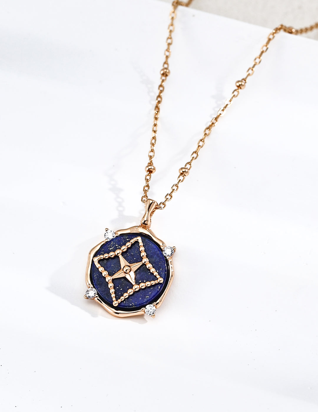 Vintage Gold Lapis Lazuli Starburst Necklace