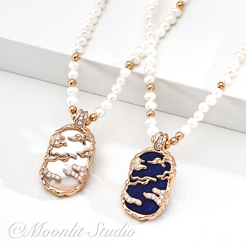 Natural Pearl & Lapis Lazuli Choker Necklace