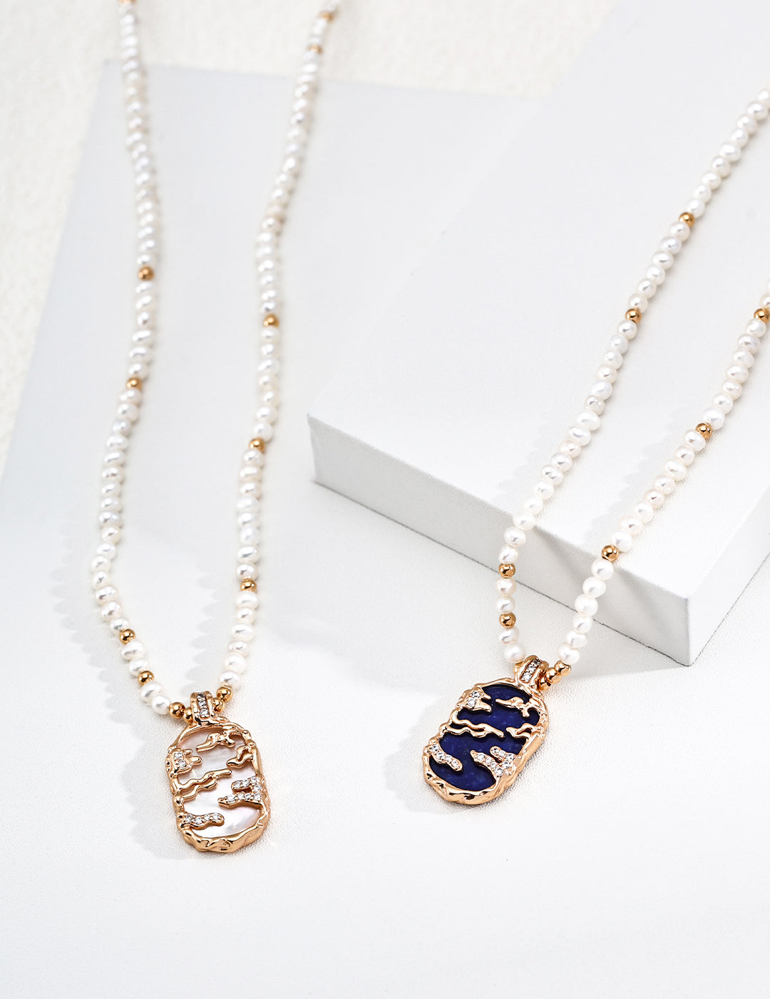 Natural Pearl & Lapis Lazuli Choker Necklace