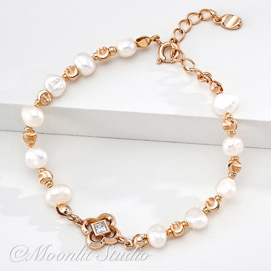 Vintage Gold Natural Pearl Bracelet