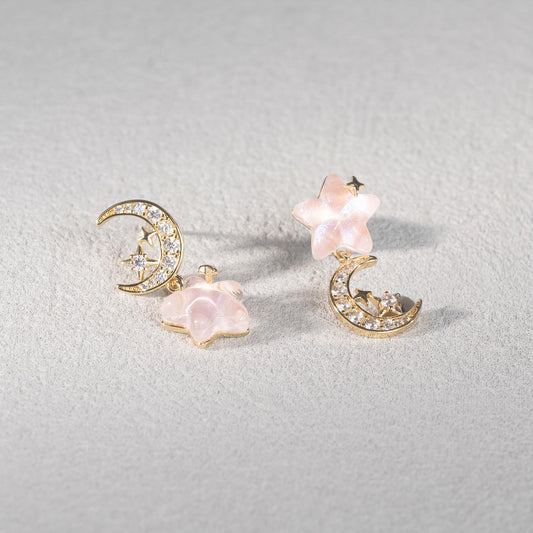 Pink Nocturne Star & Moon Earrings
