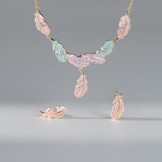 Pastel Feather Jewelry Set